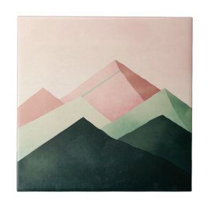 Carreau Crête Pastel – Paysage de Montagne Géométrique #1