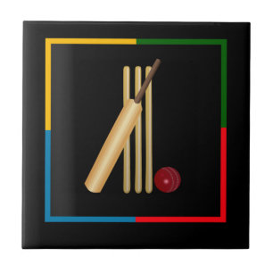 Carreau Cricket, guichet, batte et balle,