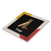 Carreau Cricket - Wicket, chauve-souris et balle - modèle (Côté)