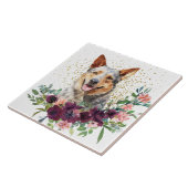 Carreau Crimson Floral Bouquet Australian Cattle Dog (Côté)