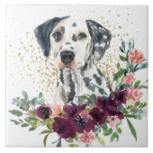 Carreau Crimson Floral Bouquet Chien dalmate (Devant)