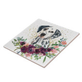 Carreau Crimson Floral Bouquet Chien dalmate (Côté)