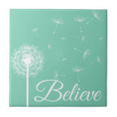 Carreau Croire Script blanc Dandelion Silhouette (Devant)
