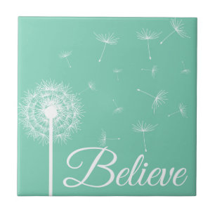 Carreau Croire Script blanc Dandelion Silhouette