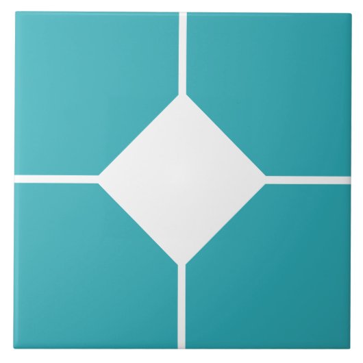 Carreau croisé diamant bleu cyan et blanc (Devant)