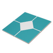 Carreau croisé diamant bleu cyan et blanc (Côté)