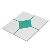 Carreau croisé diamant vert de mer et blanc (Côté)