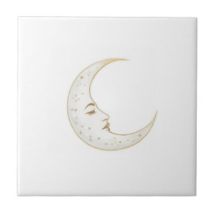 Carreau Croissant de lune céleste or argent blanc