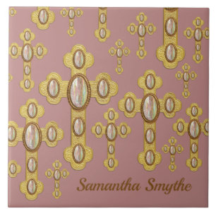 Carreau Croix avec 6 Opales Faux -