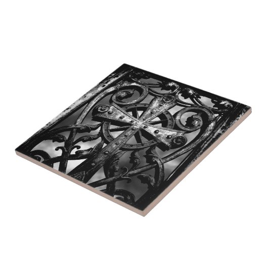 Carreau Croix celtique gothique victorienne en fer forgé (Côté)