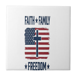 Carreau Croix Patriotique Foi Famille Liberté Drapeau USA