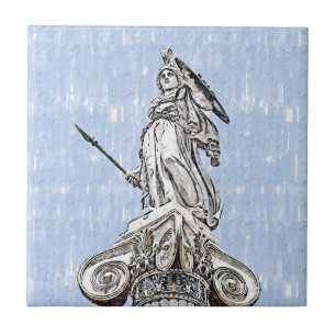 Carreau Croquis aquarelle de la statue d'Athéna