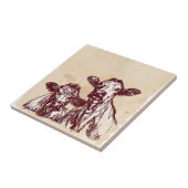 Carreau Croquis d'aspiration de main de deux vaches et cru (Côté)