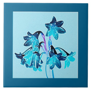 Carreau Croquis de Daylilies - Cobalt et Sky Blue