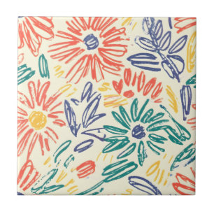 Carreau Croquis de fleur sauvage vintage (11)