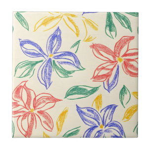 Carreau Croquis de fleur sauvage vintage (8)