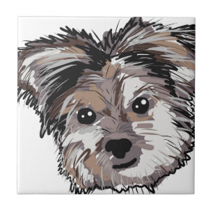 Carreau Croquis de visage de chiot de chien de Yorkie