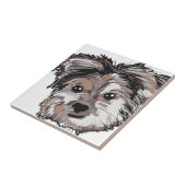 Carreau Croquis de visage de chiot de chien de Yorkie (Côté)