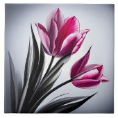 Carreau Croquis en encre de tulipe rose (Devant)