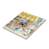 Carreau Croquis mignon de scène de la France Café (Côté)