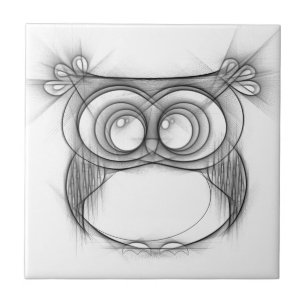 Carreau Croquis noir et blanc de hibou