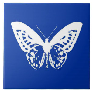 Carreau Croquis papillon, bleu cobalt et blanc
