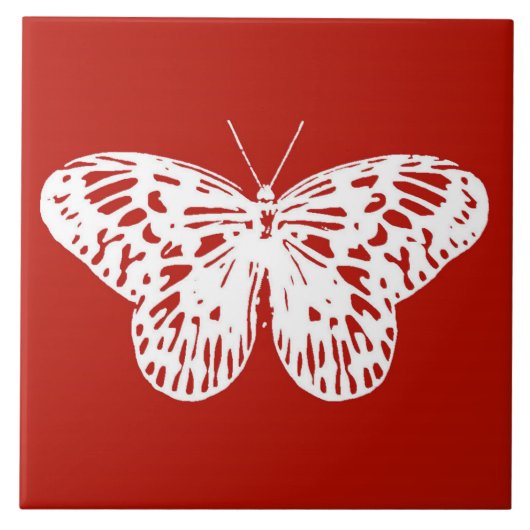 Carreau Croquis papillon, rouge et blanc foncé (Devant)