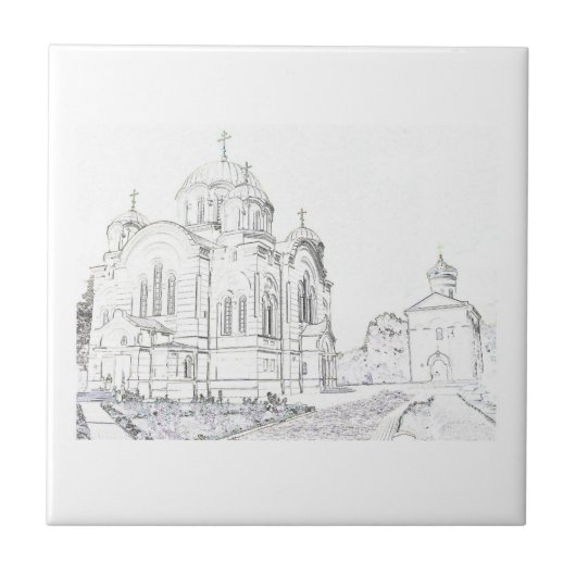 Carreau Croquis sur l'architecture de l'église orthodoxe r (Devant)