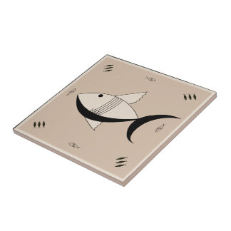 Carreau Cru de POISSONS FABULEUX des années 1950 de