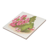 Carreau Cru, fleurs roses, feuille vert, (Côté)