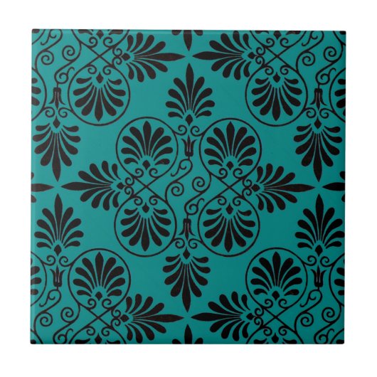 Carreau Cru grec de conception de motif noir turquoise de (Devant)