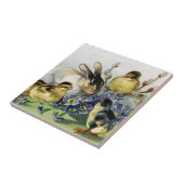 Carreau Cru Pâques de lapin, de poussins et de primevères (Côté)