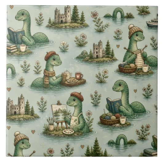 Carreau Cryptides confortables Nessie Monstre du Loch Ness (Devant)