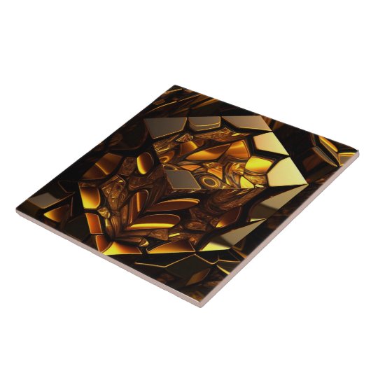 Carreau Cube orange et or, effet 3D (Côté)