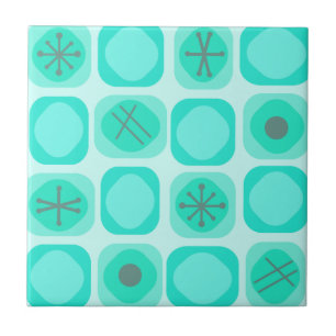 Carreau Cubes Mod Art Soft des années 1950 Turquoise