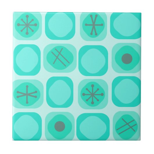 Carreau Cubes Mod Art Soft des années 1950 Turquoise (Devant)