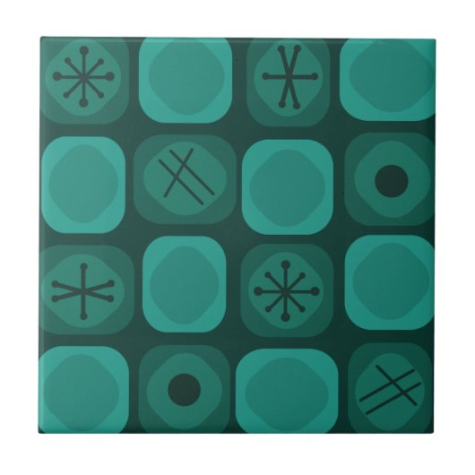 Carreau Cubes Soft Mod Art des années 1950 Turquoises (Devant)
