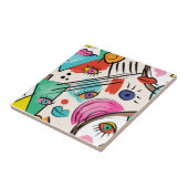 Carreau Cubisme moderne Artsy Abstrait Femme Visages Art (Côté)