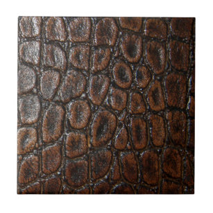 Carreau cuir sauvage vintage d'alligator de brun de