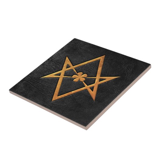 Carreau Cuir unicursale d'or de noir de Hexagram de (Côté)