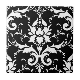 Carreau Cuisine assortie de damassé noire et blanche