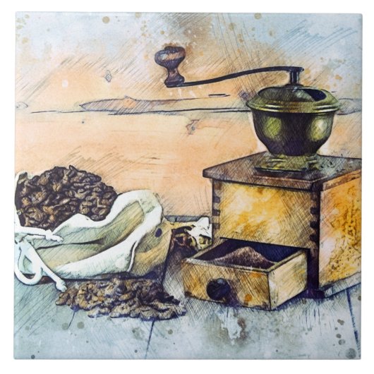 Carreau Cuisine Coffee Grinder Cuisine Alimentation Art 6" (Devant)