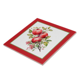 Carreau Cuisine d'aquarelle de pomme mignonne