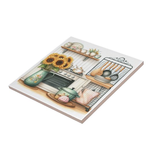 Carreau Cuisine d'aquarelle rétro (Côté)