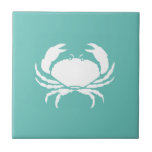 Carreau Cuisine de crabe Turquoise nautique<br><div class="desc">Déposez votre décor nautique de cuisine avec ces carreaux en céramique Nautique Turquoise Crab Kitchen Backsplash. Ce design simple et moderne a un arrière - plan turquoise et un crabe blanc personnalisables. Modifiez votre choix de couleur en cliquant sur l'option Personnaliser le modèle.</div>