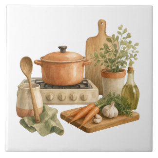 Carreau Cuisine de Ferme à l'Aquarelle