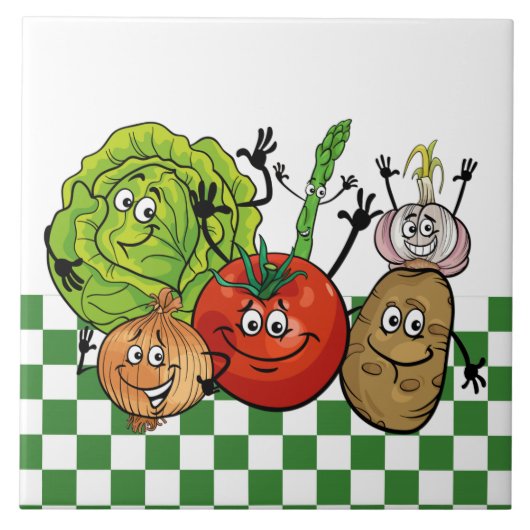 Carreau cuisine de légumes heureux (Devant)