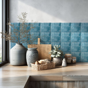 Carreau Cuisine Moderne Côtière à l'Aquarelle Bleu Océan