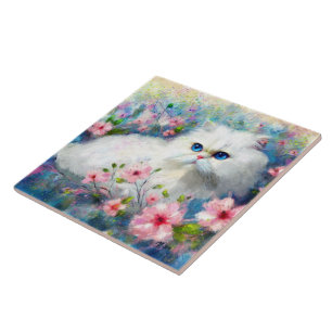 Carreau Cuisine Perse blanche Cuisine Bleu Yeux en Fleurs 
