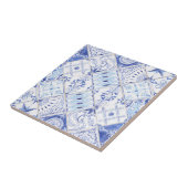 Carreau Cuisine Vintage Florale Bleue Méditerranéenne (Côté)